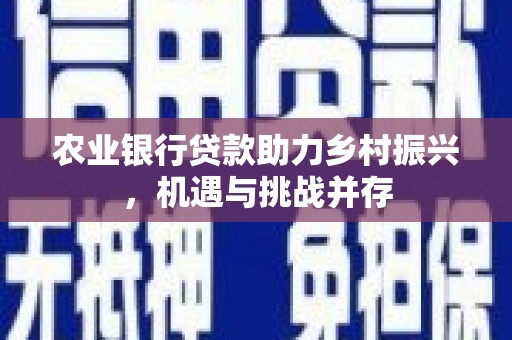 绿岛农业银行贷款助力乡村振兴，机遇与挑战并存